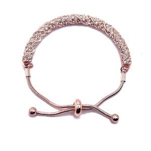 Swarovski Elements Crystal Rose Gold Toned Slider Bracelet